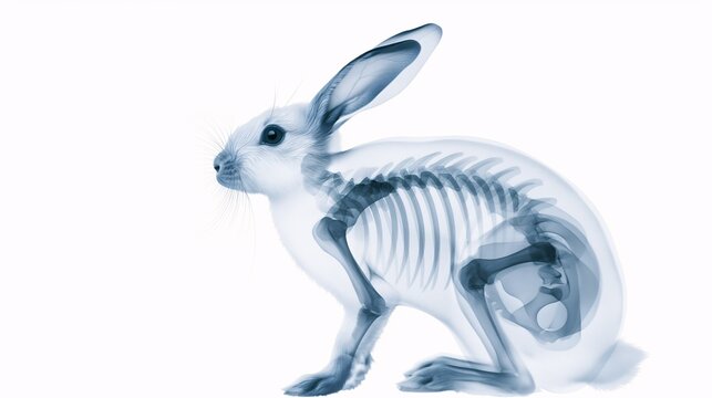 X-Ray Rabbit: A captivating x-ray image of a rabbit reveals its skeletal structure, highlighting the intricate beauty of nature's design.  A perfect blend of science and artistry