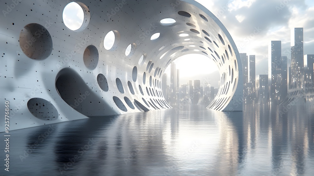 Poster conceptual 3d rendered theory in development stages