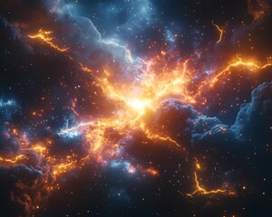 Cosmic Firestorm - 3D Abstract Space Background