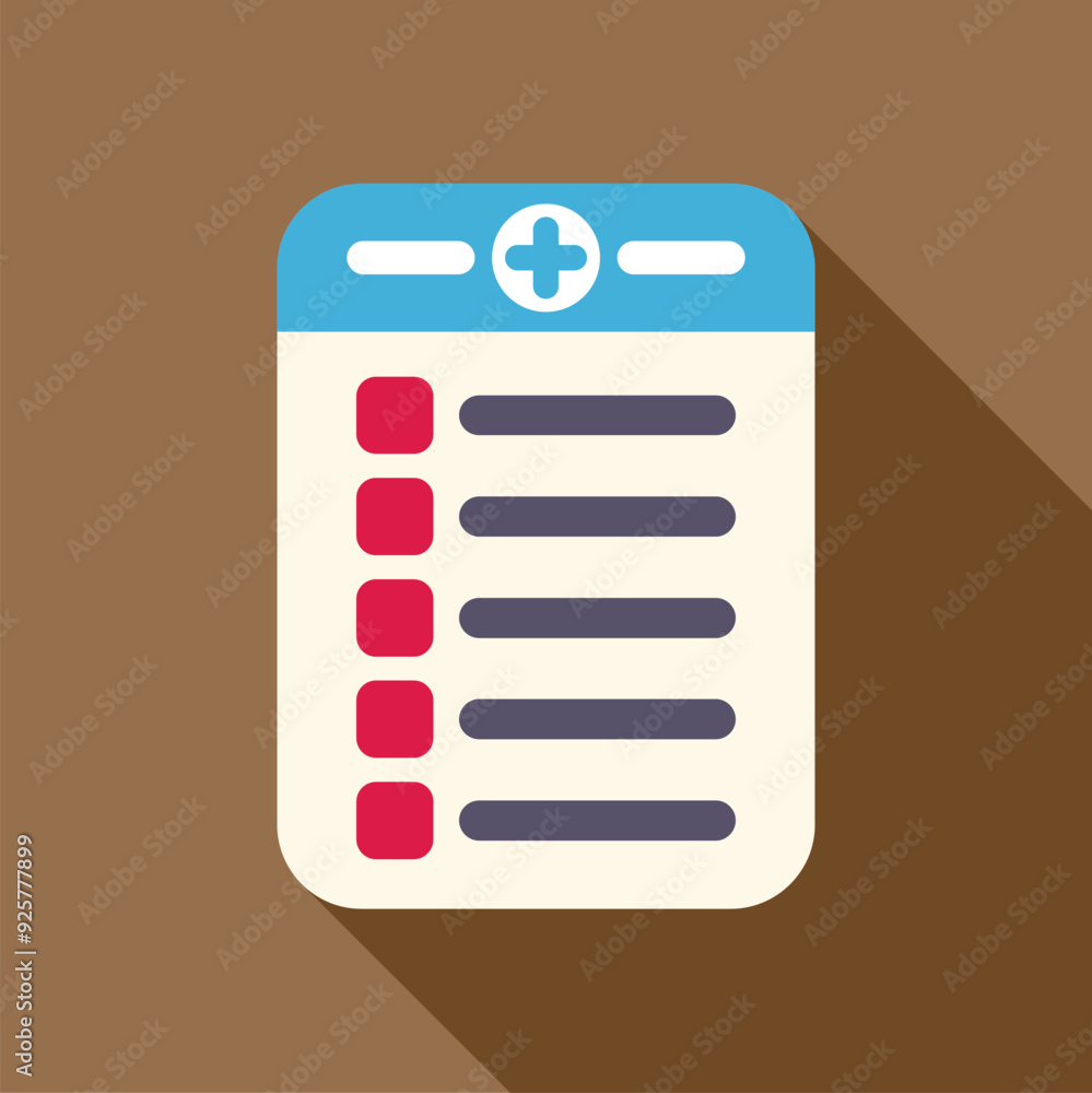 Poster digital medical form is displaying various health checkup results, represented by check mark icons