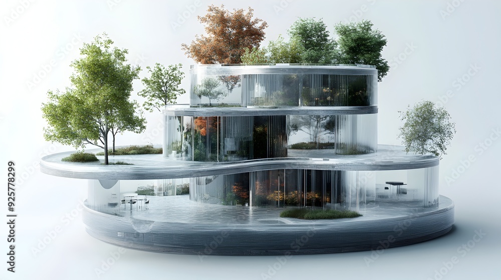 Poster sleek and futuristic 3d rendered conceptual framework with key components
