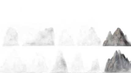 Set of mountain rocks isolated on transparent background