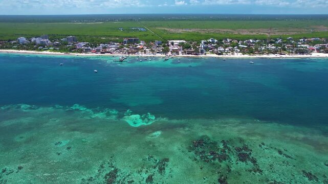 Aerial view of Puerto Morelos in a sunny day