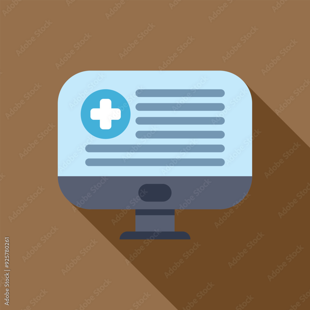 Poster online medical record with patient data being displayed on a desktop computer