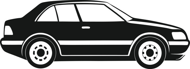 Black and White Silhouette of a Car
