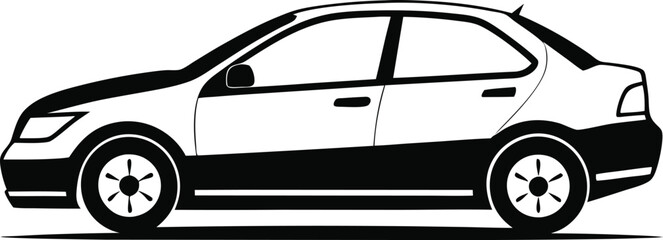 Black and White Silhouette of a Car