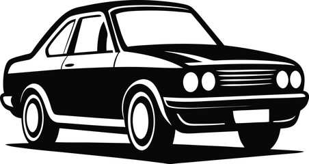 Black and White Silhouette of a Car