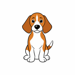 Dog isolated on white, Dog vector illustration, petvector art, Dog silhouette, animal vector icon, dog with bone line art, eps