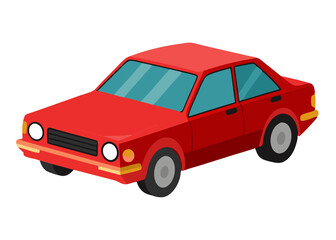 red car illustration isolated on transparent background, PNG car. Clipart cartoon car.