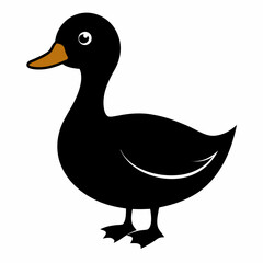 Duck isolated on white, Duck vector illustration, pet vector art, Duck silhouette, animal vector icon, Duck with bone line art, eps