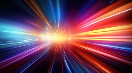 Abstract background with vibrant color streaks converging towards a glowing center.