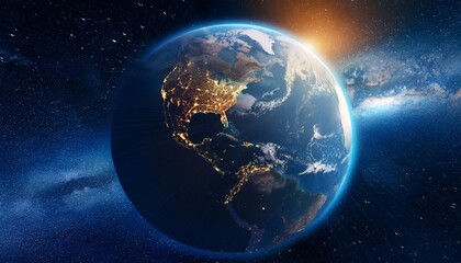 Fototapeta premium 3D illustration of Earth planet. High quality digital space art in 5K - realistic visualization