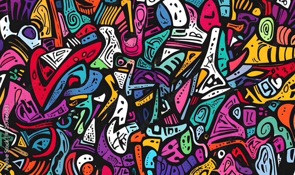 Wall mural hand drawn abstract doodle style