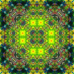 Seamless square patterns kaleidoscope. Acrylic paint painted