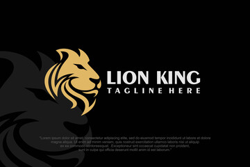 lion vector logo design isolated on black background . vector illustration