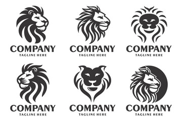 Lion head icon set  logo design . vector illustration