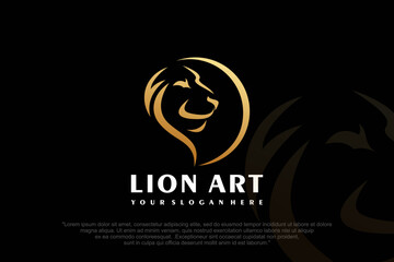 lion vector logo design isolated on black background . vector illustration