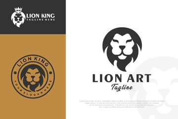 Lion head icon set  logo design . vector illustration