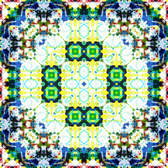 Seamless square patterns kaleidoscope. Acrylic paint painted