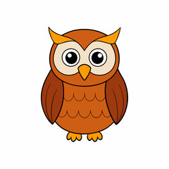 Owl on a branch isolated on white, owl vector illustration, pet vector art, owl silhouette, animal vector icon, owl with bone line art, eps