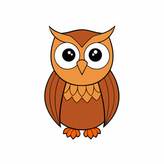 Owl on a branch isolated on white, owl vector illustration, pet vector art, owl silhouette, animal vector icon, owl with bone line art, eps