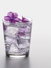 Ice water with flower petals, a beautiful and unique beverage presentation.