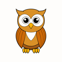 Obraz premium Owl on a branch isolated on white, owl vector illustration, pet vector art, owl silhouette, animal vector icon, owl with bone line art, eps