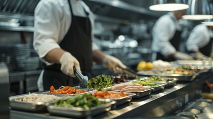 Staff at a lively restaurant operate seamlessly, reflecting the vibrant atmosphere of a thriving eatery, perfect for promoting culinary services and showcasing hospitality themes.