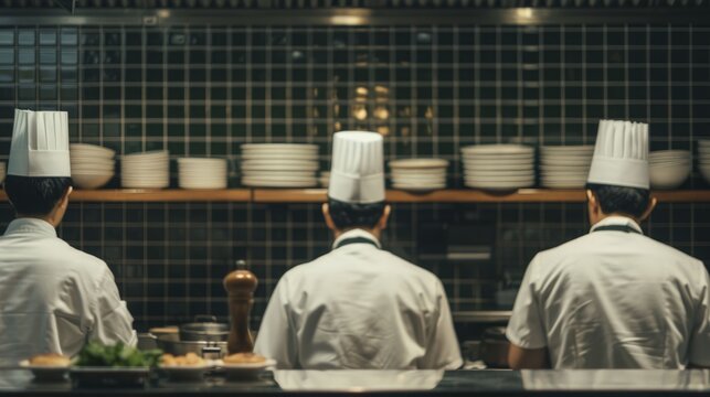 Staff at a lively restaurant operating seamlessly, reflecting the vibrant atmosphere of a crowded dining space, perfect for promoting food services and showcasing hospitality imagery.