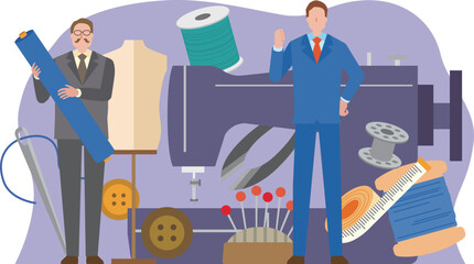 オーダーメイドスーツを仕立てるイメージイラスト