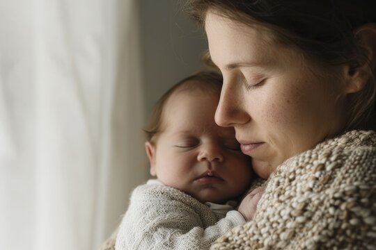 A mother cherishes precious moments with her newborn at home, embracing the joys and challenges of early motherhood.