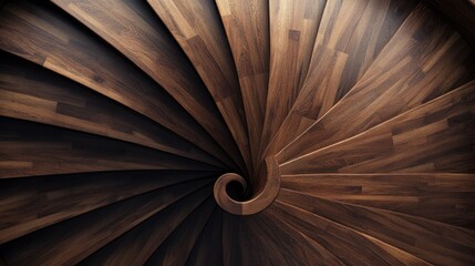 Staircase with wooden steps, top view, generous space for text or logos