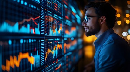 Analysts sharing benchmarking insights, with a sharp abstract stock graph background in high resolution, symbolizing data-driven decisions.