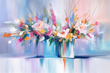 Vibrant Abstract Floral Artwork in Pastel Tones