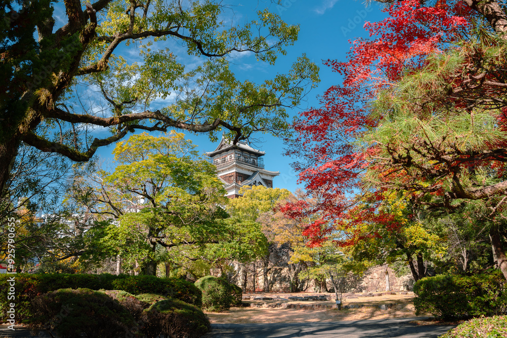 Poster Autumn of Hiroshima castle in Hiroshima, Japan