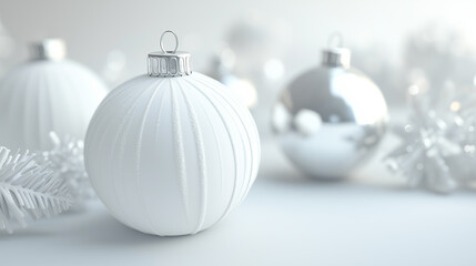 White Christmas and New Year background, Christmas decor in minimalistic design