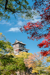 Autumn of Hiroshima castle in Hiroshima, Japan