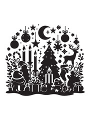 Christmas silhoutte vector arts and illustrations.