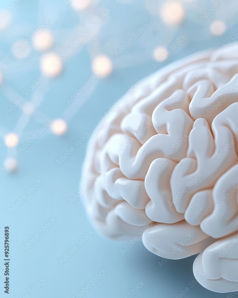 Aufkleber conceptual image of brain firing during learning, beta waves illuminated, and neural connections, wi