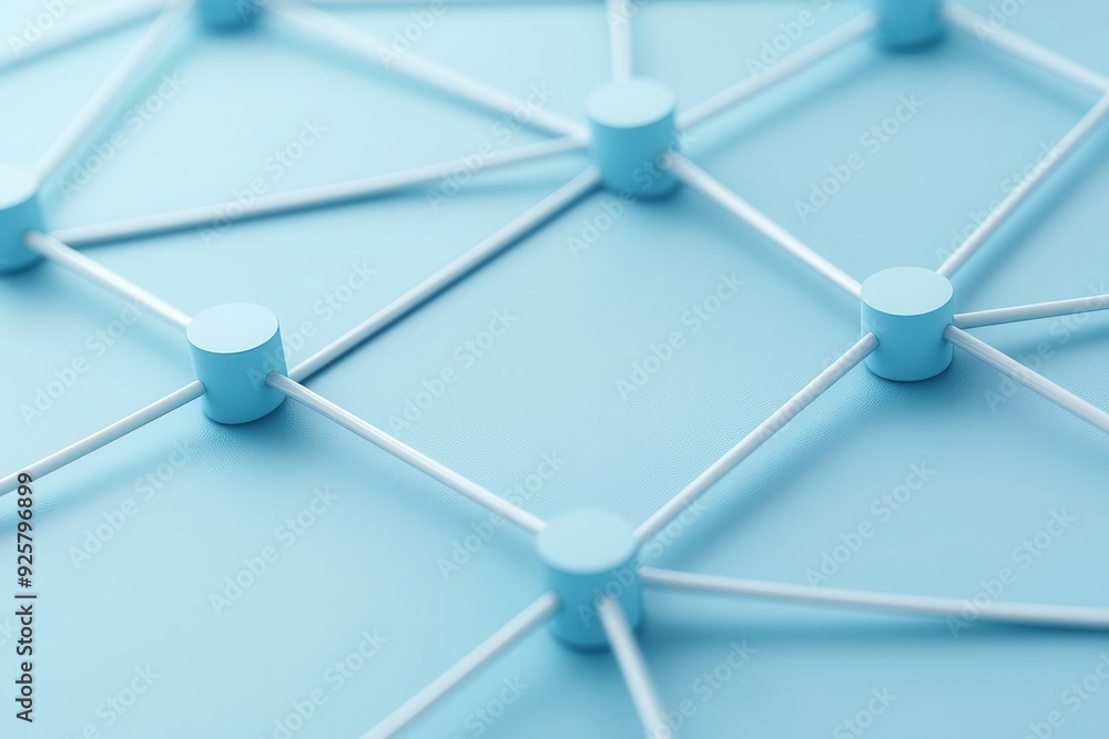 Aufkleber a digital network showcasing interconnected nodes, emphasized retention, sleek design, and ample tex
