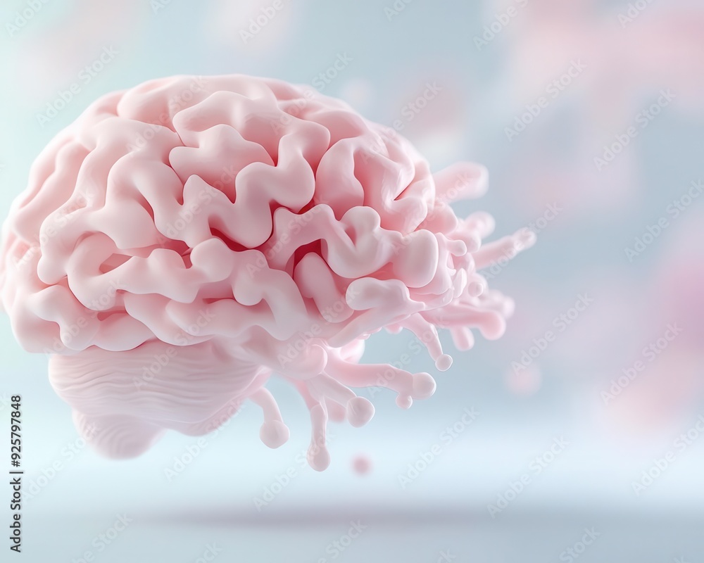 Aufkleber 3d brain model demonstrating cells connected to aptitude, illuminated emotional pathways, abstract p