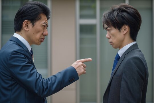 叱責する会社員（部下・ビジネス・ストレス・新人・指導・パワハラ）