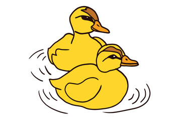 illustration of cute duo of yellow ducks
