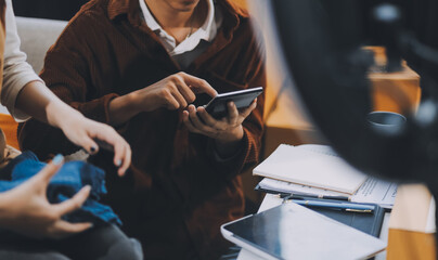 Fototapeta premium Small business owners couple entrepreneurs working with parcel, e-business, marketing, online shop, sme, entrepreneurs