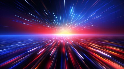 Obraz premium Abstract colorful glowing lines converge to a bright light.