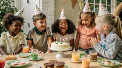  kids birthday party group of diverse kids