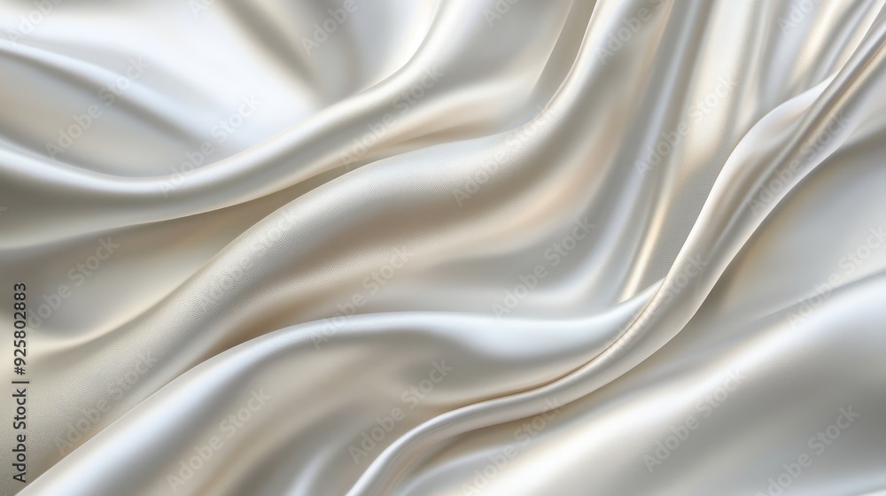 Poster silky satin background: smooth satin texture in white and gray tones, with a blurred effect creating
