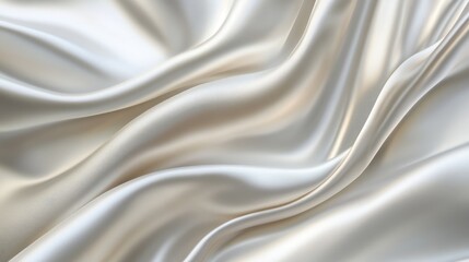 Fototapeta premium Silky satin background: Smooth satin texture in white and gray tones, with a blurred effect creating a natural and intricate background, with an open area for text.