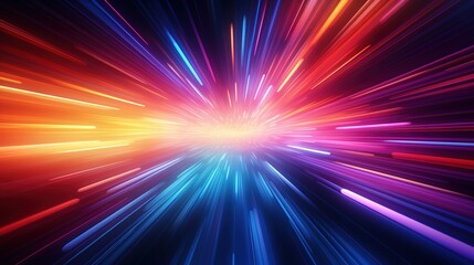 Abstract colorful light streaks radiating from center.