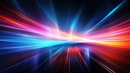 Abstract colorful light streaks radiating outwards from the center, creating a dynamic and futuristic effect.